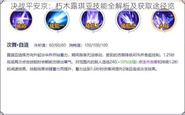 决战平安京：朽木露琪亚技能全解析及获取途径览