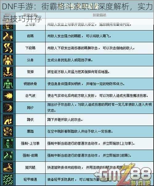 DNF手游：街霸格斗家职业深度解析，实力与技巧并存