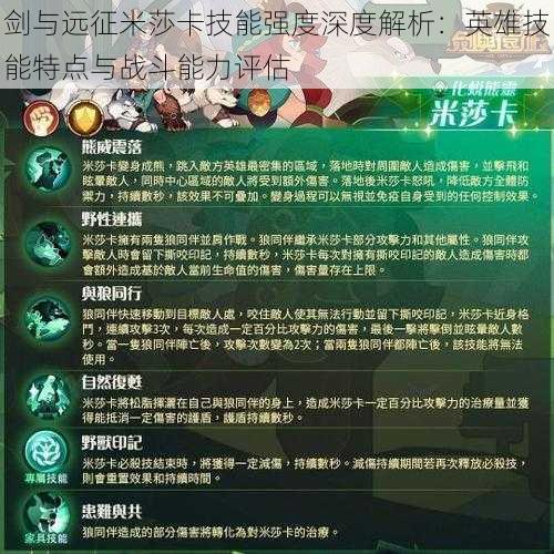 剑与远征米莎卡技能强度深度解析：英雄技能特点与战斗能力评估